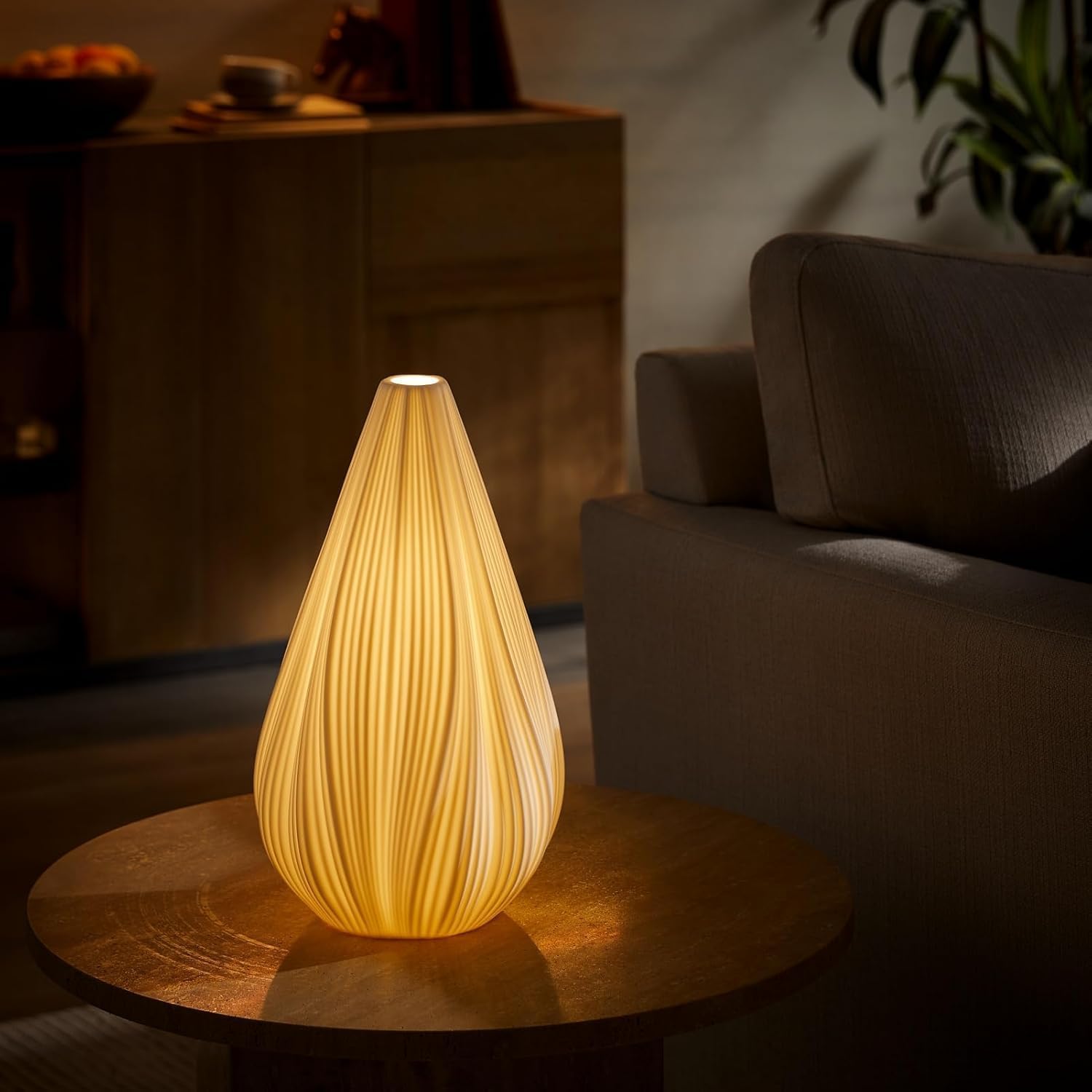 Rondure 12.5" Modern Ceramic Table Lamp, Fully Dimmable Modern Bedside Lamps for Bedroom, Living Room and Nightstand, White Translucent Cer…