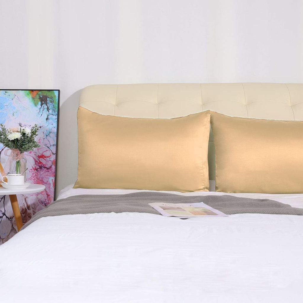 uxcell 2 Pack Silk Satin Pillowcase for Hair and Skin, Cool, Silky, Soft Breathable Pillow Cases King Size 20x36 Inch Sateen Pillowcase Car…