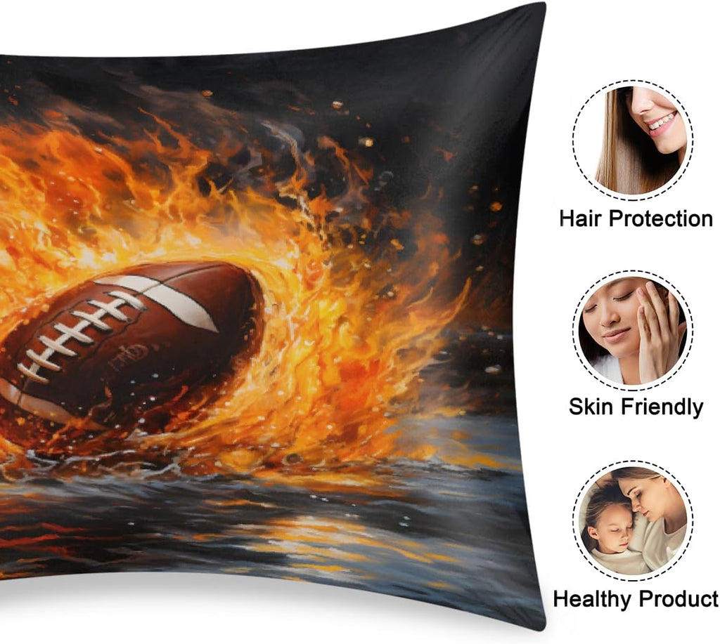 Fire Sports Rugby Satin Pillowcase for Hair and Skin Soft Silk Pillow Cases with Envelope Closure Cooling Pillow Case Slip 15.99 Pillow…