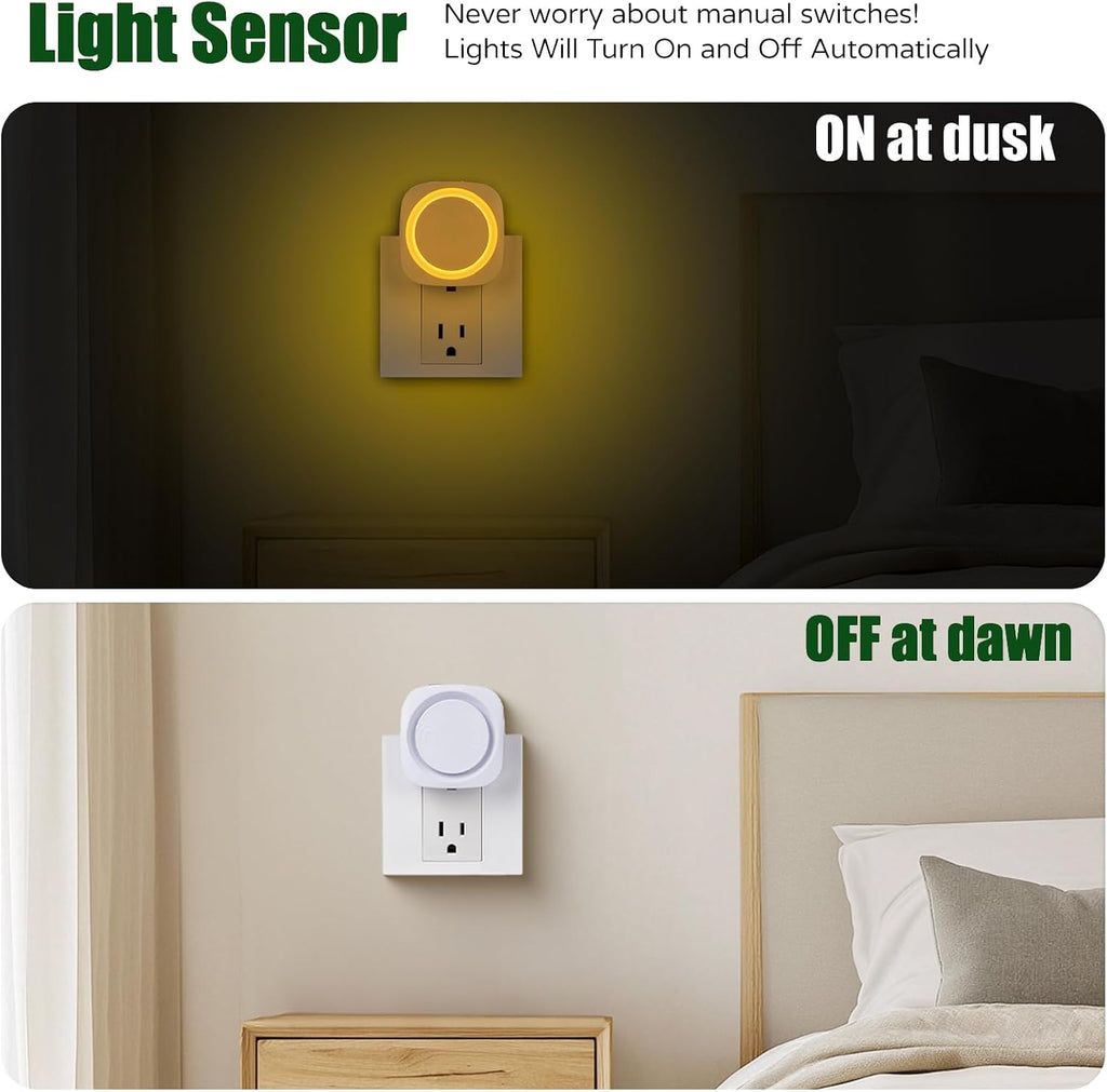LED Night Lights Plug in to Wall,[4-Pack]Plug in Night Light, Auto Dusk to Dawn Sensor, Dimmable night light, energy efficient night…