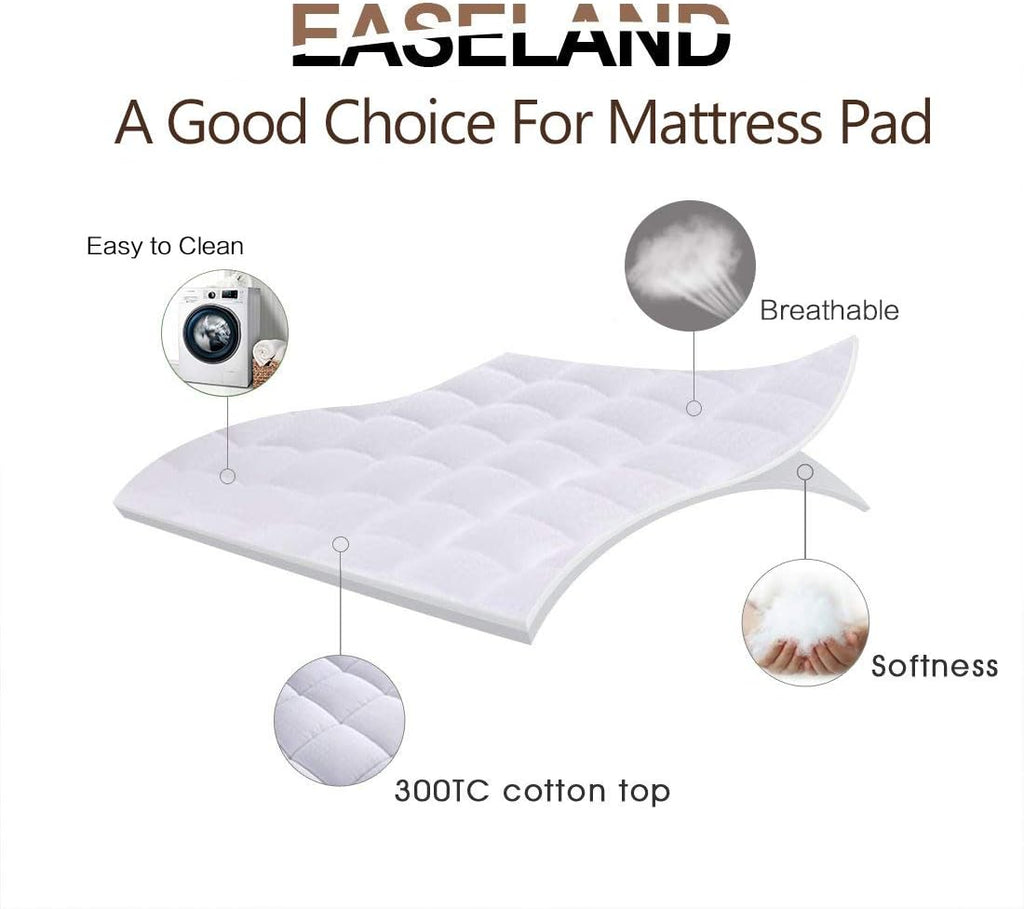 EASELAND King Size Mattress Pad Pillow Top Mattress Cover Quilted Fitted Mattress Protector Cotton 8-21" Deep Pocket Cooling Topper…