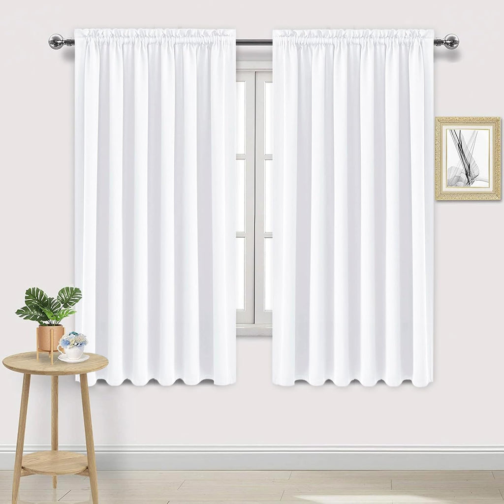 DWCN White Curtains for Living Room Thermal Insulated, 50% Light Blocking Curtains for Bedroom, Dining Room Window, W 70x L 63 Inch, Set…