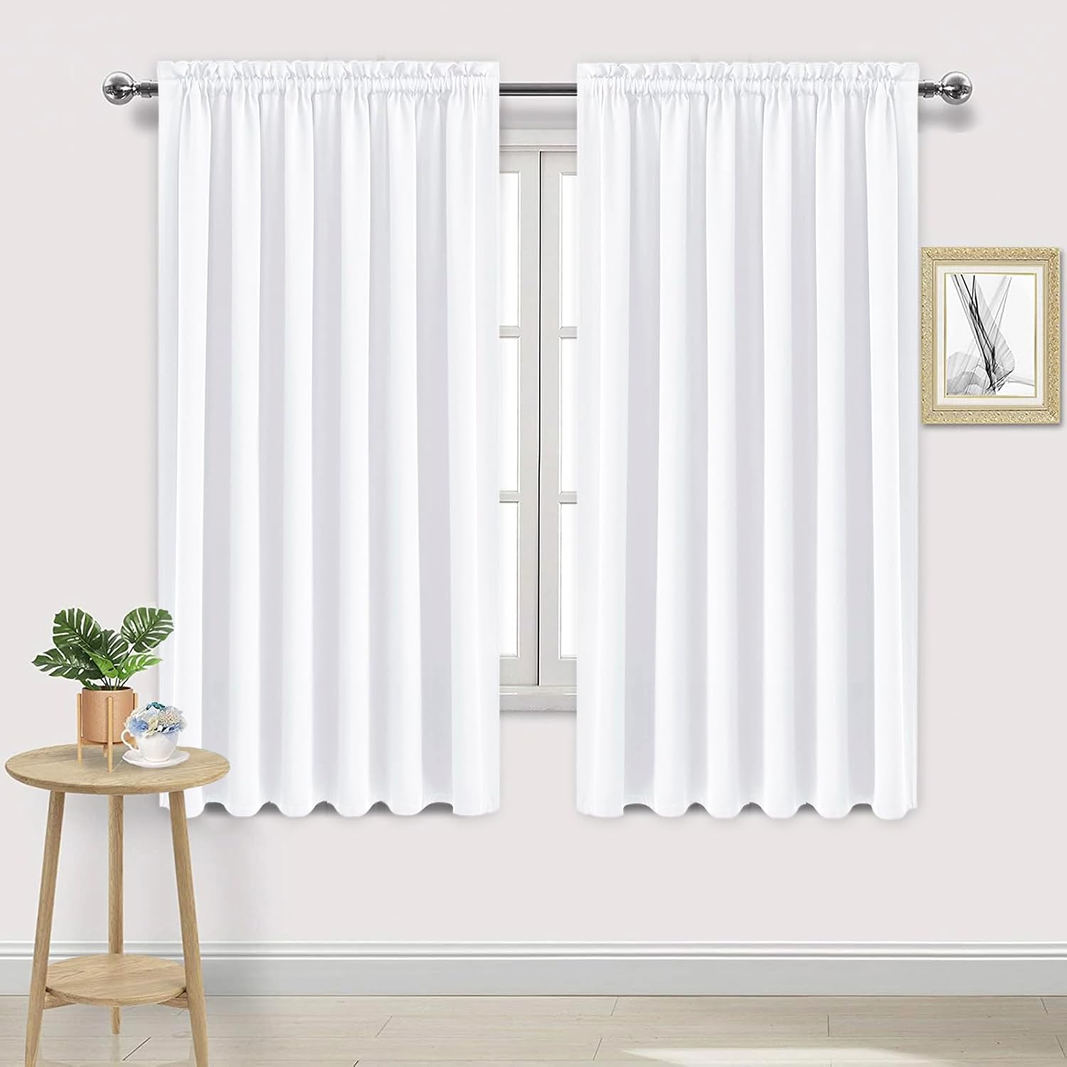 DWCN White Curtains for Living Room Thermal Insulated, 50% Light Blocking Curtains for Bedroom, Dining Room Window, W 70x L 63 Inch, Set…