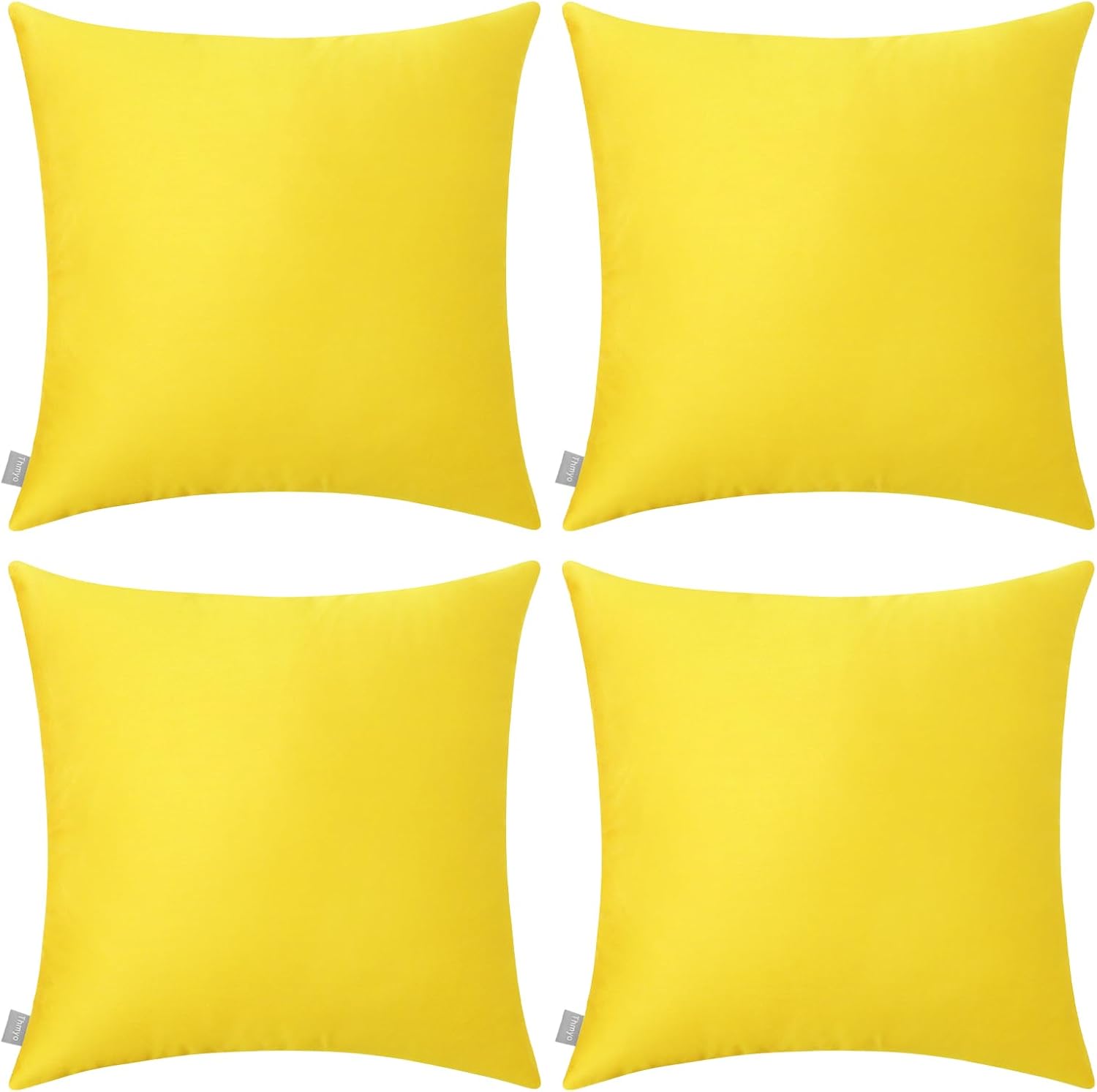 Thmyo 4-Pack 100% Cotton Comfortable Solid Decorative Throw Pillow Case, Thmyo Square Cushion Cover Pillowcase Sublimation Blank Pillow Cove…