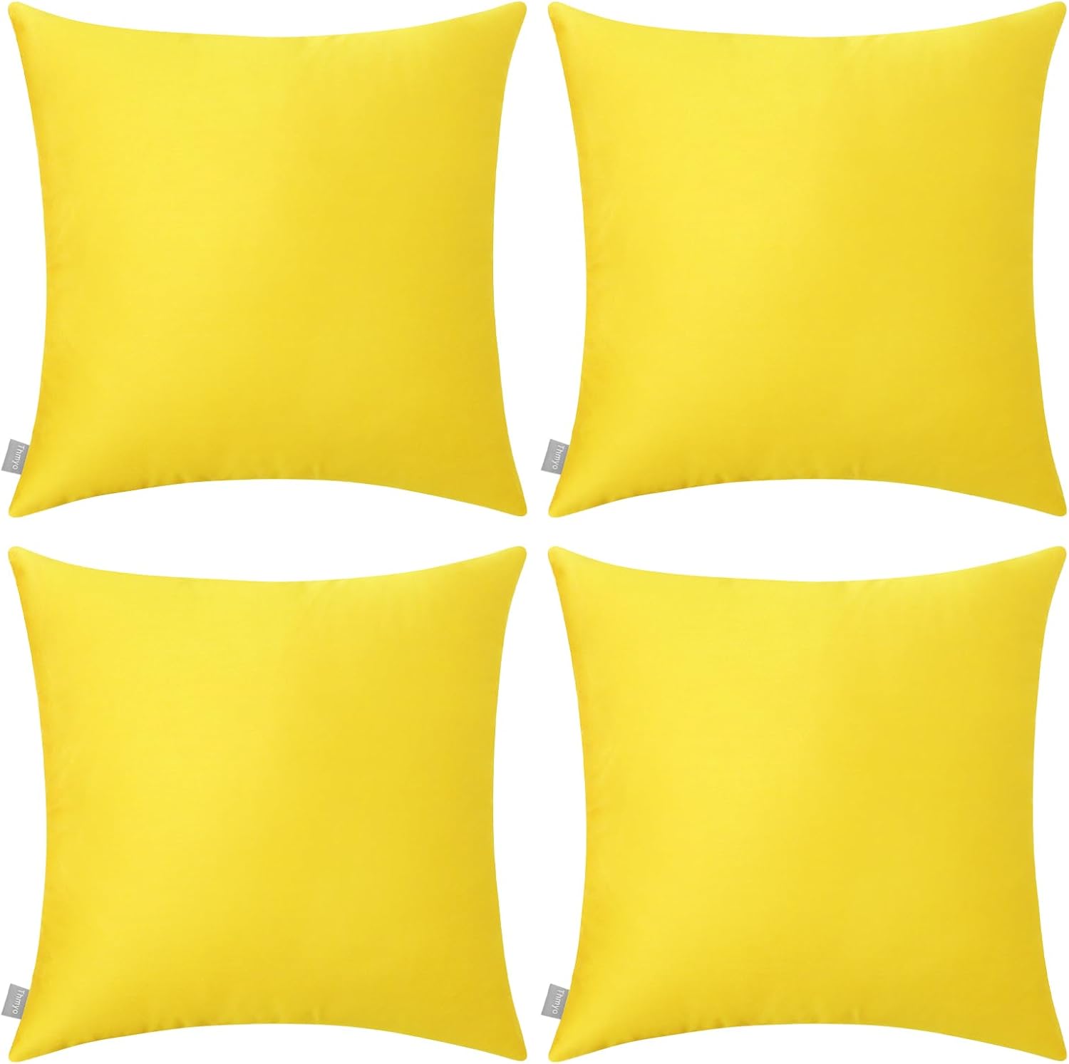 Thmyo 4-Pack 100% Cotton Comfortable Solid Decorative Throw Pillow Case, Thmyo Square Cushion Cover Pillowcase Sublimation Blank Pillow Cove…