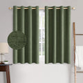 Miulee 100% Blackout Linen Textured Curtains for Bedroom Solid Thermal Insulated Olive Green Grommet Room Darkening Curtains & Drapes Luxur…