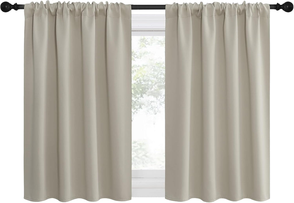 NICETOWN 2 Panels Blackout Curtains, Rod Pocket Thermal Insulated Drapes for Kitchen, Heavy Duty Small Window Treatment for Dorm Room…