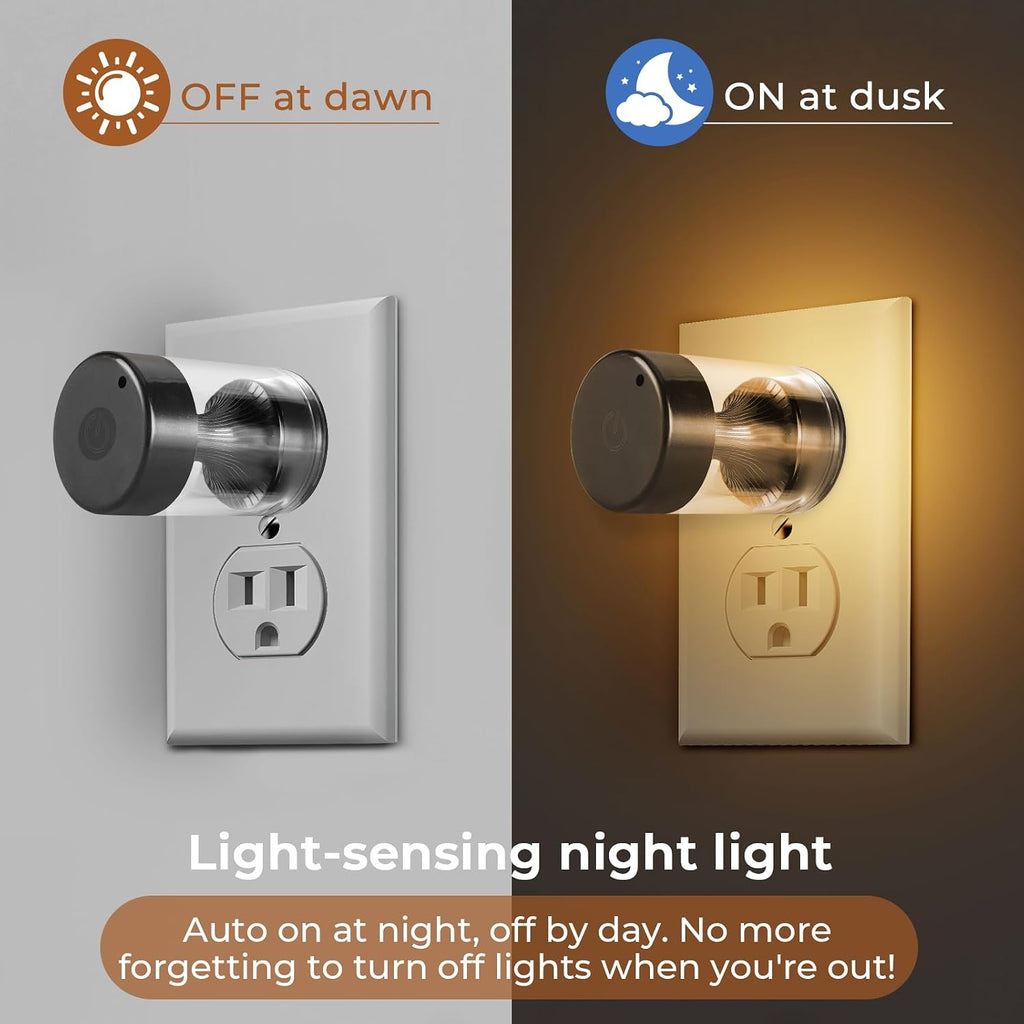 Geplad Dimmable LED Night Light Plug in Wall, Touch Control & 3-Color Temperature (3000K-5000K) Nightlight with Dusk to Dawn Sensor, IP65 W…