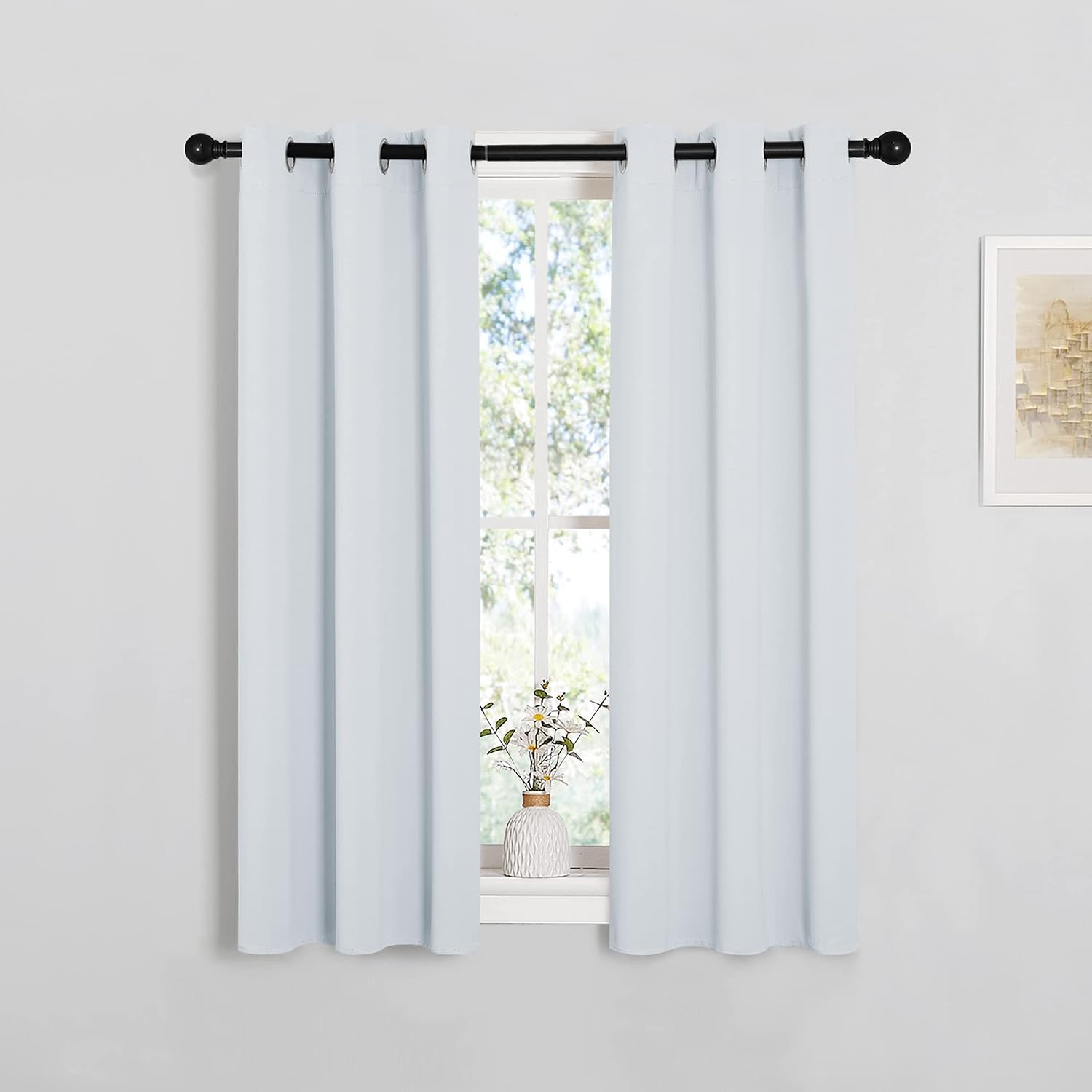 NICETOWN Room Darkening Draperies Curtains Panels, 2 Panels, 29 by 40, Greyish White, Window Treatment Thermal Insulated Grommet Room…