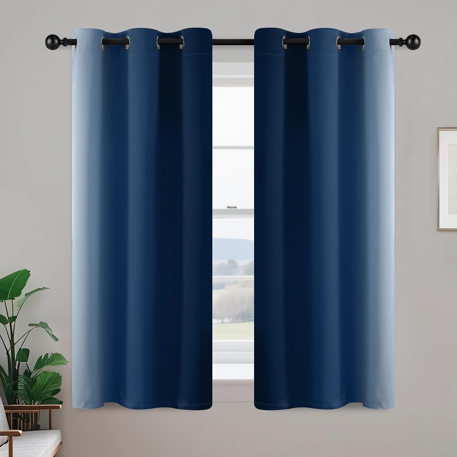Yakamok Blue and Greyish White Ombre Curtains, Room Darkening Gradient Color Curtains for Bedroom, Light Blocking Thermal Insulated Window…