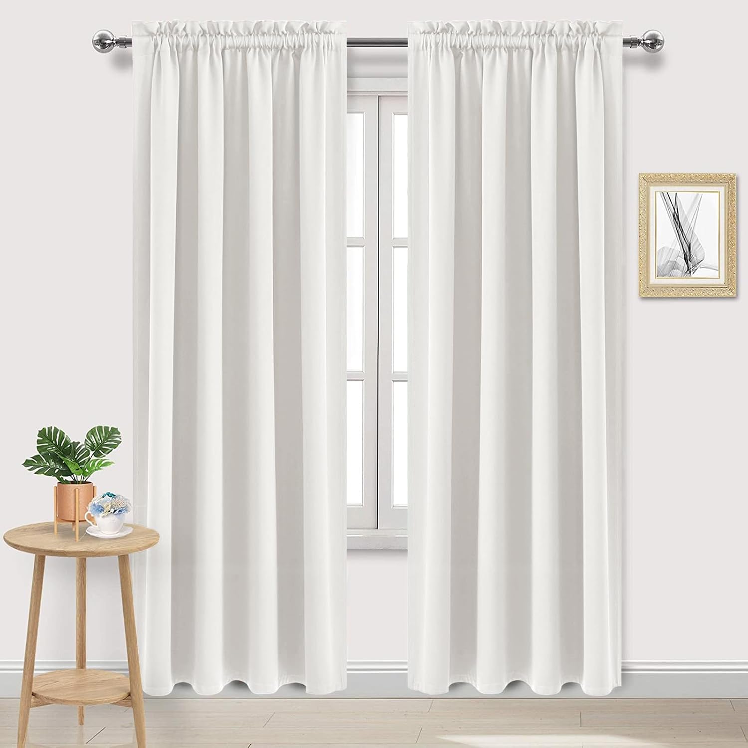 DWCN Blackout Curtains Thermal Insulated, Energy Saving & Noise Reducing Bedroom and Living Room Curtains, Ivory, W 52x L 95 Inch, Set of…