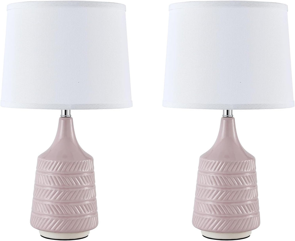 Pink Ceramic Table Lamps Set of 2, 18.5" Modern Bedside Lamps for Night Stands, Decor Classic Small Lamps for Living Room End Tables…