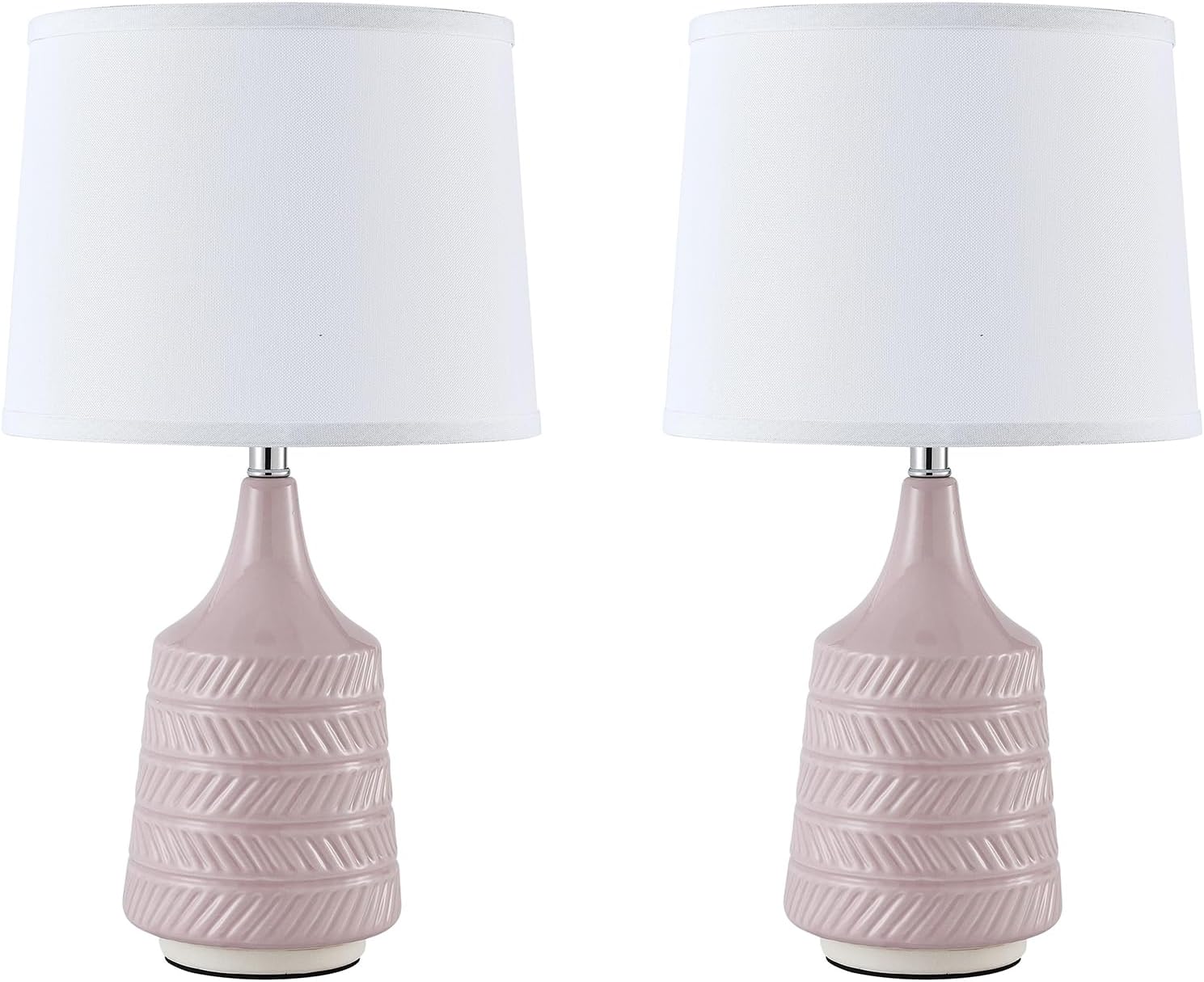 Pink Ceramic Table Lamps Set of 2, 18.5" Modern Bedside Lamps for Night Stands, Decor Classic Small Lamps for Living Room End Tables…