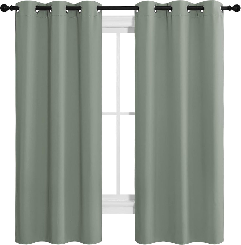 NICETOWN Greyish Green Room Darkening Curtains for Kitchen, Window Treatment Thermal Insulated Solid Grommet Room Darkening…
