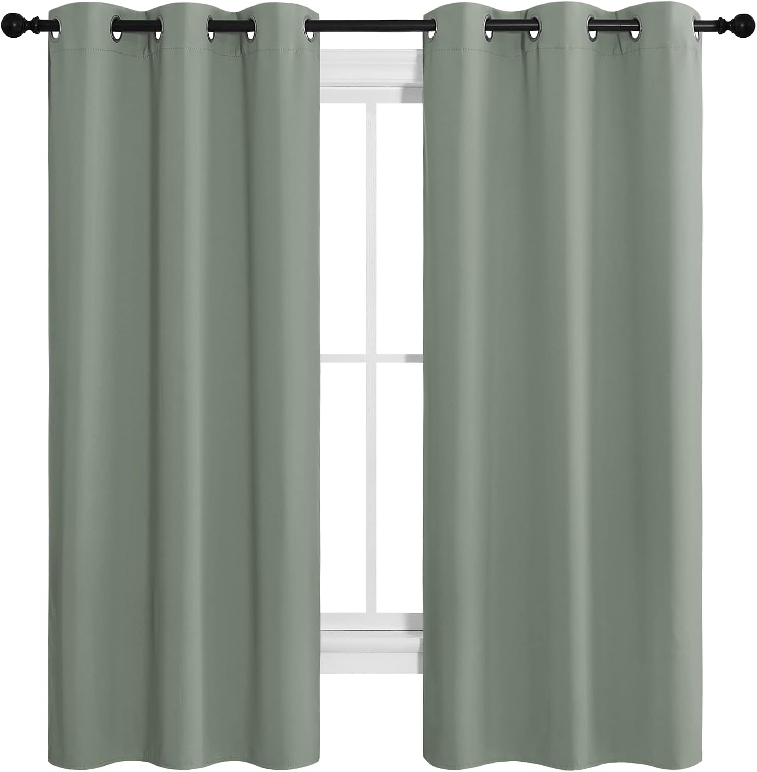 NICETOWN Greyish Green Room Darkening Curtains for Kitchen, Window Treatment Thermal Insulated Solid Grommet Room Darkening…