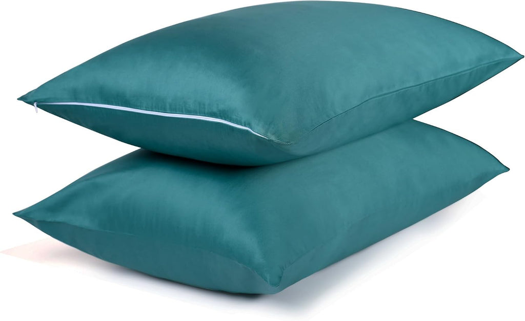 BestSeason Cotton Pillow Protectors/Cover Queen Size with Zipper 2 Pack Teal Blue Pillow Cases Cooling & Breathable Bed Pillow Protectors S…