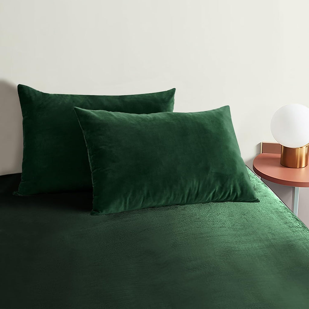 StangH Christmas Pillowcase for Decor, Velvet Pillow Covers with Zipper Closure, Soft Cozy Feeling for Sleeping, Queen Size (Dark Green, 20…