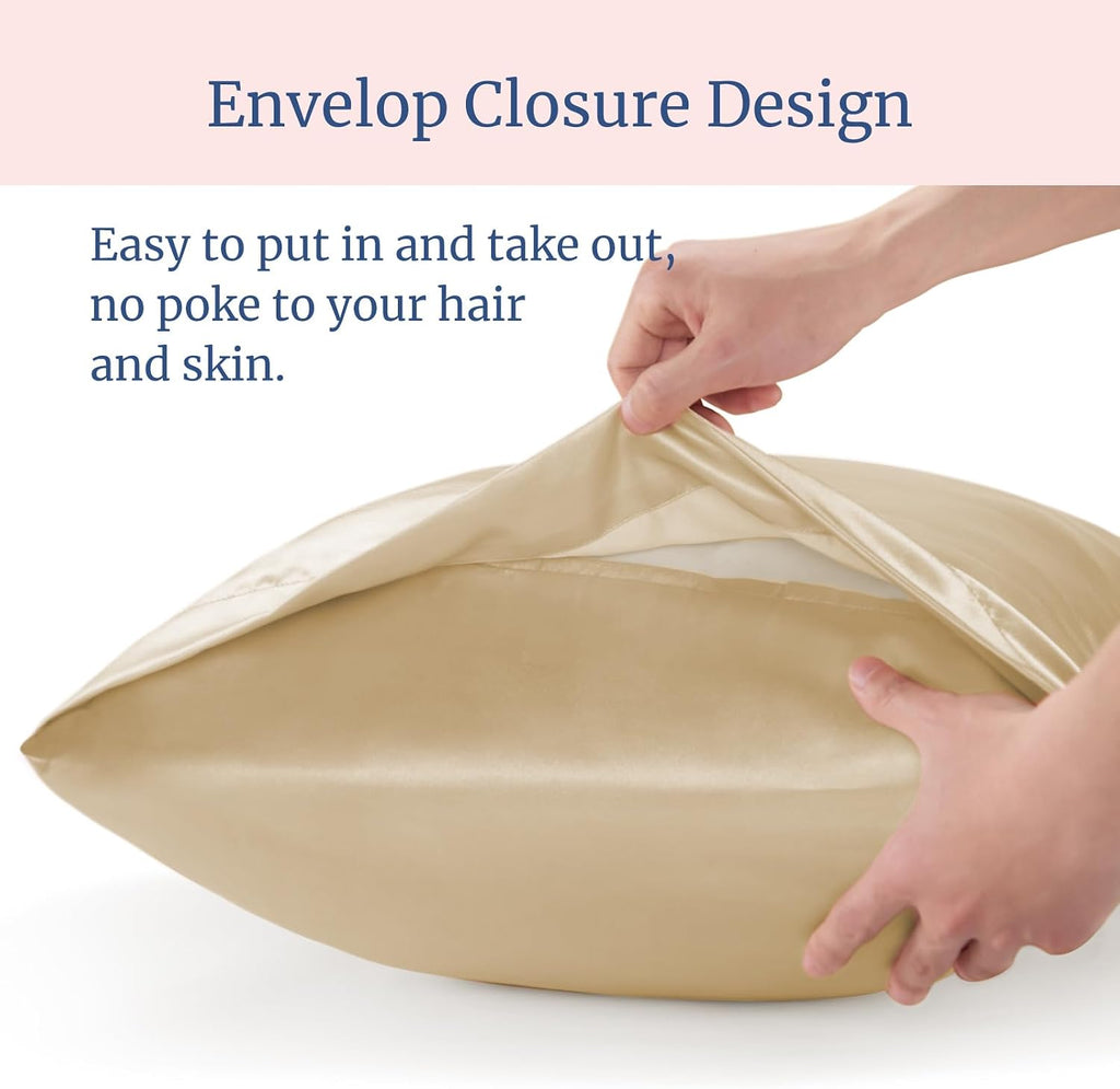 Bedelite Satin Pillowcase for Hair and Skin, Super Soft and Cooling Similar to Silk Pillow Cases 2 Pack with Envelope Closure, Gift for Wom…