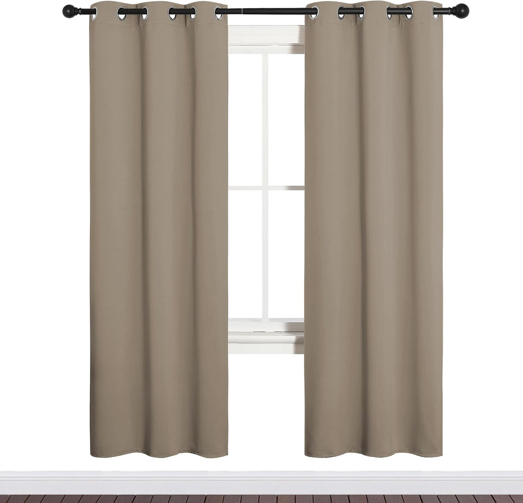 NICETOWN Bedroom Curtain Panels Blackout Draperies, Thermal Insulated Solid Grommet Blackout Curtains/Drapes (Taupe, 1 Pair, 34 by 72-inch)