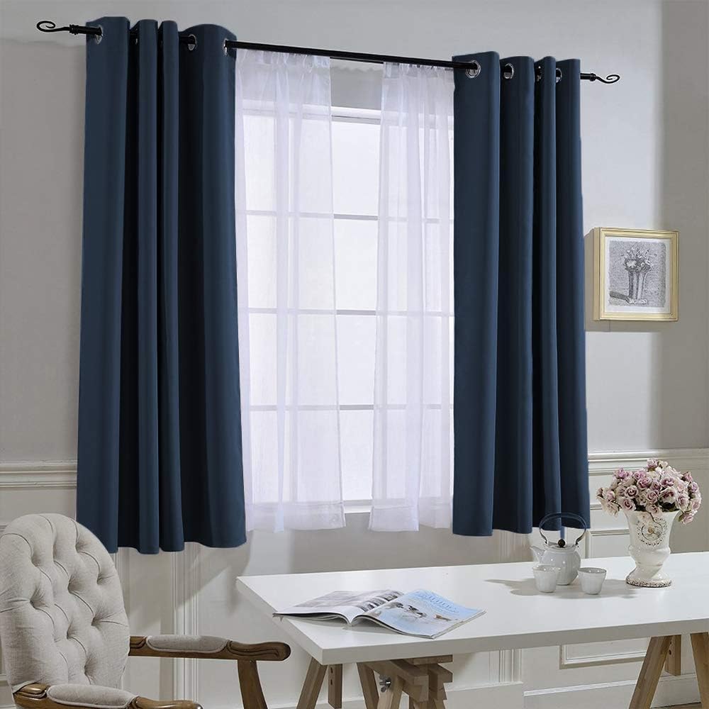 Nicetown Blackout Curtains and Drapes for Kitchen - Thermal Insulated Solid Grommet Top Blackout Panels/Draperies for Kid's Room (Navy, 1 P…