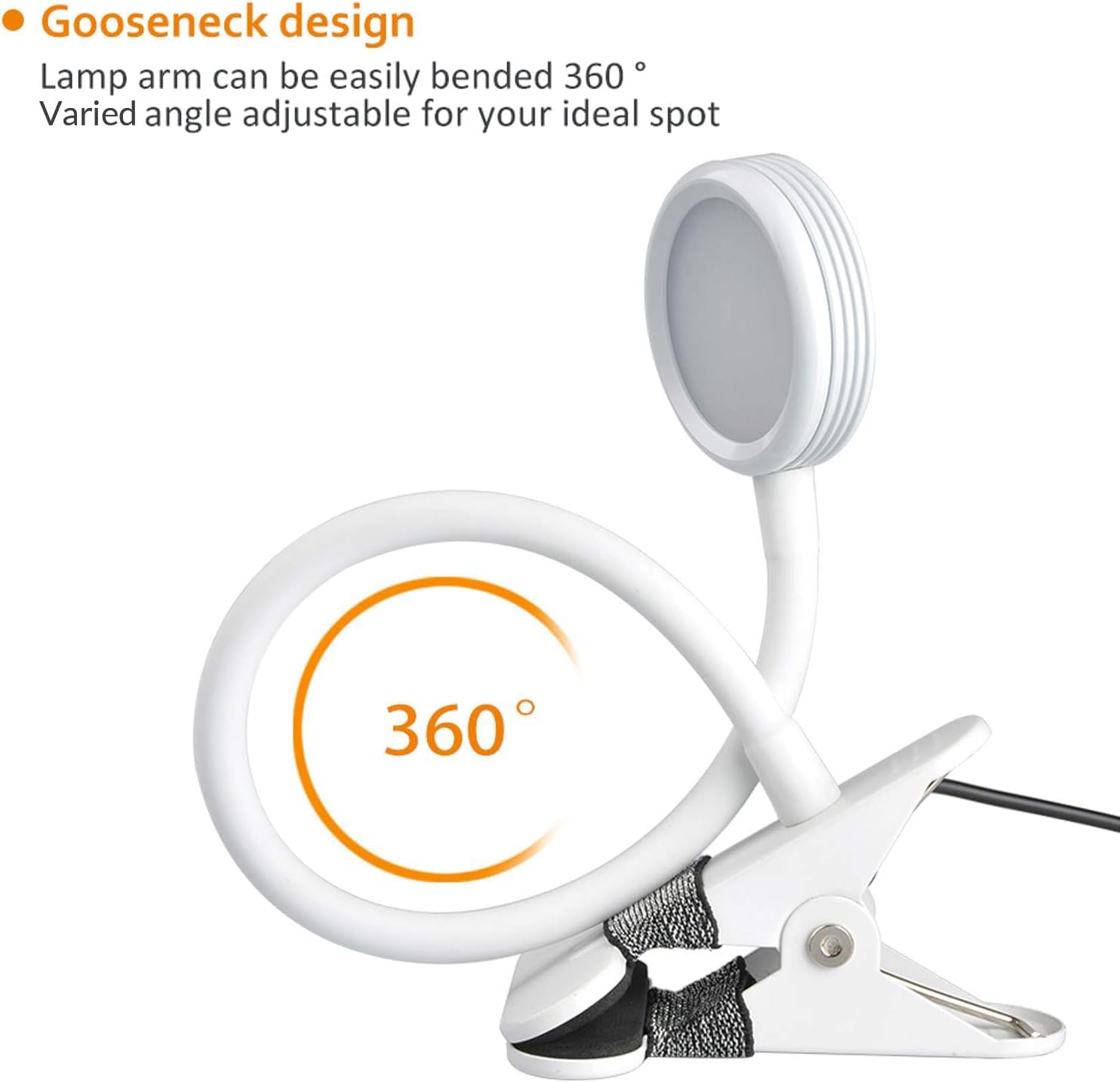 LEPOWER Clip on Light/Reading Lights/Book Light Color Changeable/Night Lights Clip on for Desk, Bed Headboard and Computers, Adapter…