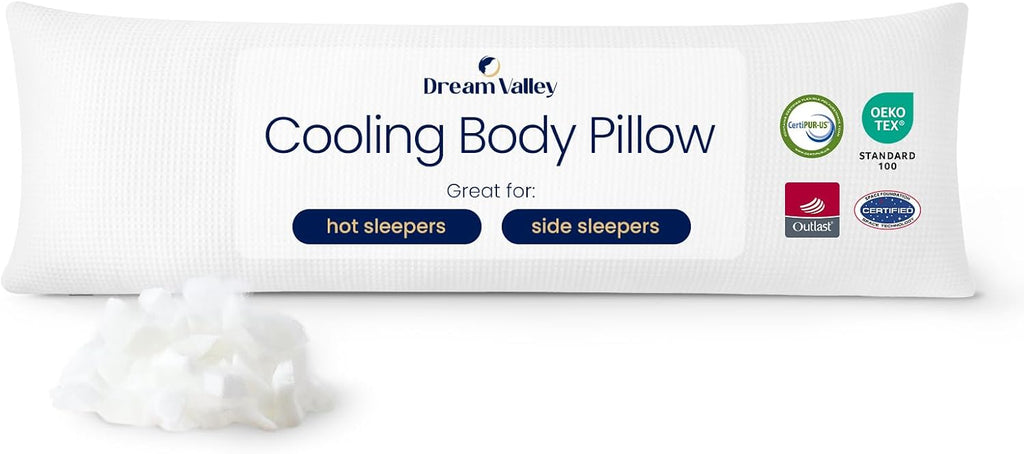 DreamValley Dream Valley Bedding Cooling Full Body Pillow for Adults, Adjustable Loft Memory Foam Long Body Pillow for Side Sleepers, PCM T…