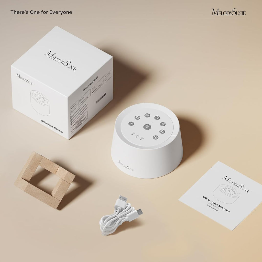 MelodySusie Rechargeable White Noise Machine for Sleep Travel & Salon with Wooden Stand, Sound Machine with 31 Soothing Sounds, Multi-Night…