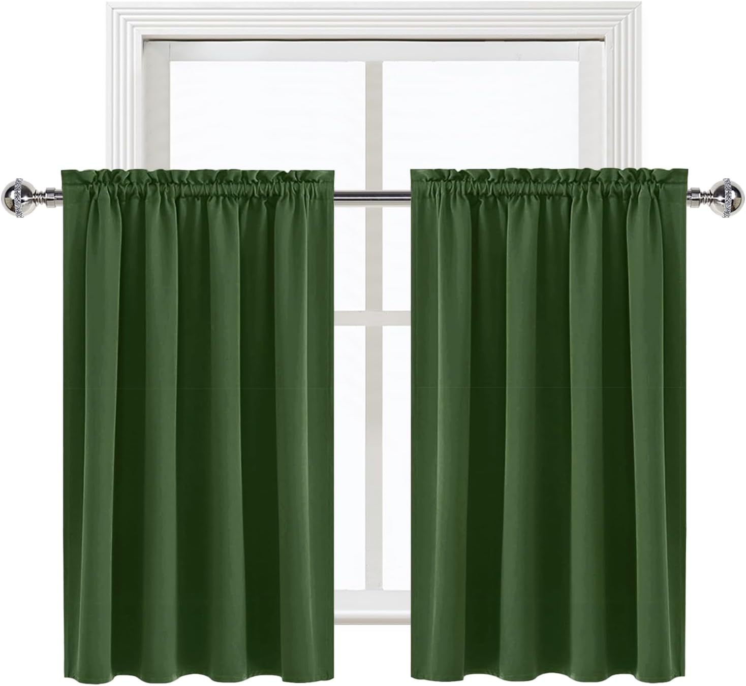 DWCN Blackout Curtains for Living Room Thermal Insulated, Energy Saving & Noise Reducing Bedroom Curtains, Olive Green, W 52x L 36 Inch…