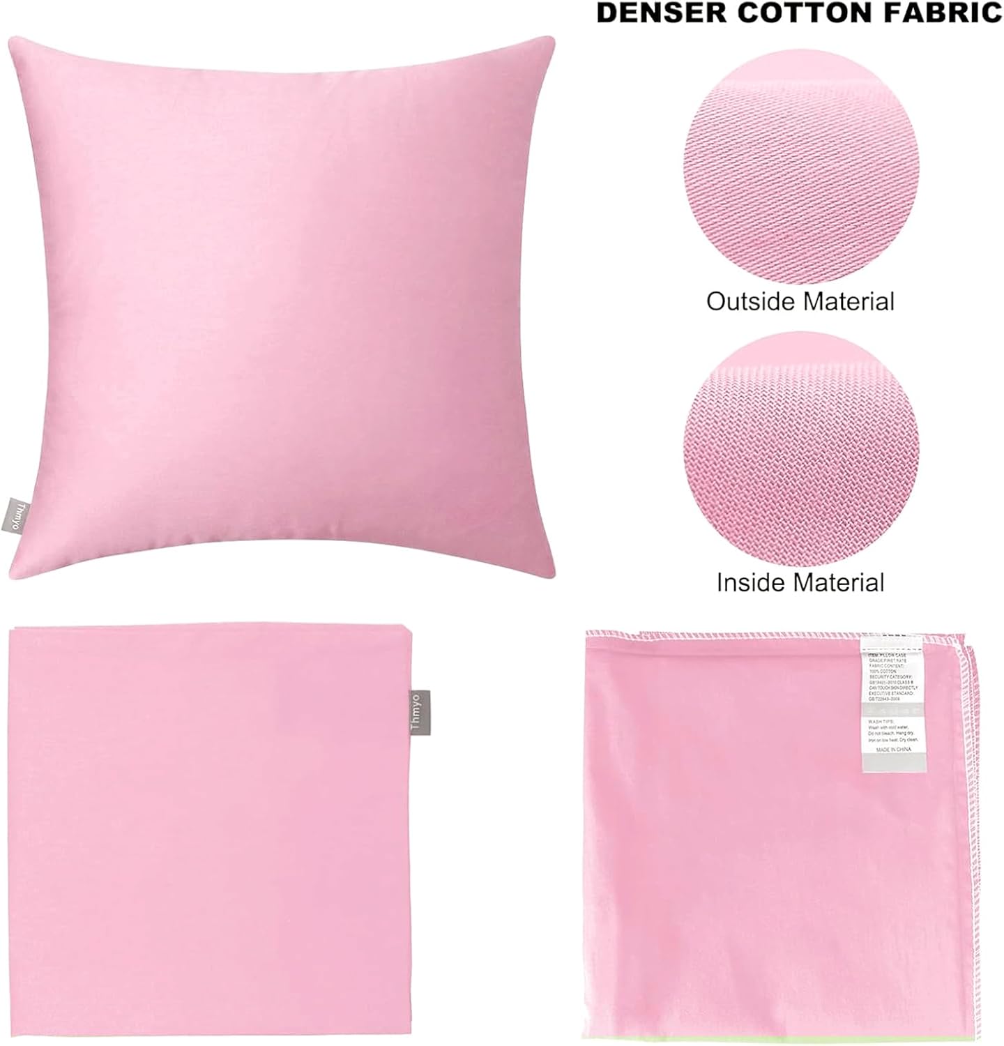 Thmyo 4-Pack 100% Cotton Comfortable Solid Decorative Throw Pillow Case Square Cushion Cover Pillowcases Sublimation Blank DIY Pillow Cover…