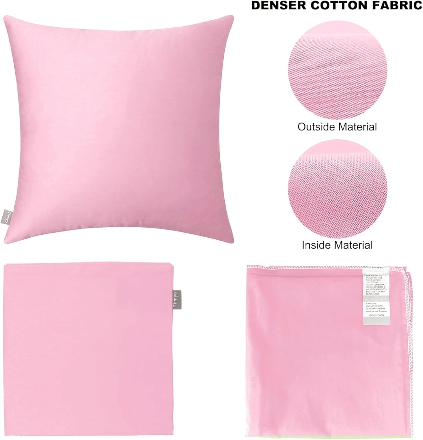 Thmyo 4-Pack 100% Cotton Comfortable Solid Decorative Throw Pillow Case Square Cushion Cover Pillowcases Blank Pillow Covers Valentines Day…