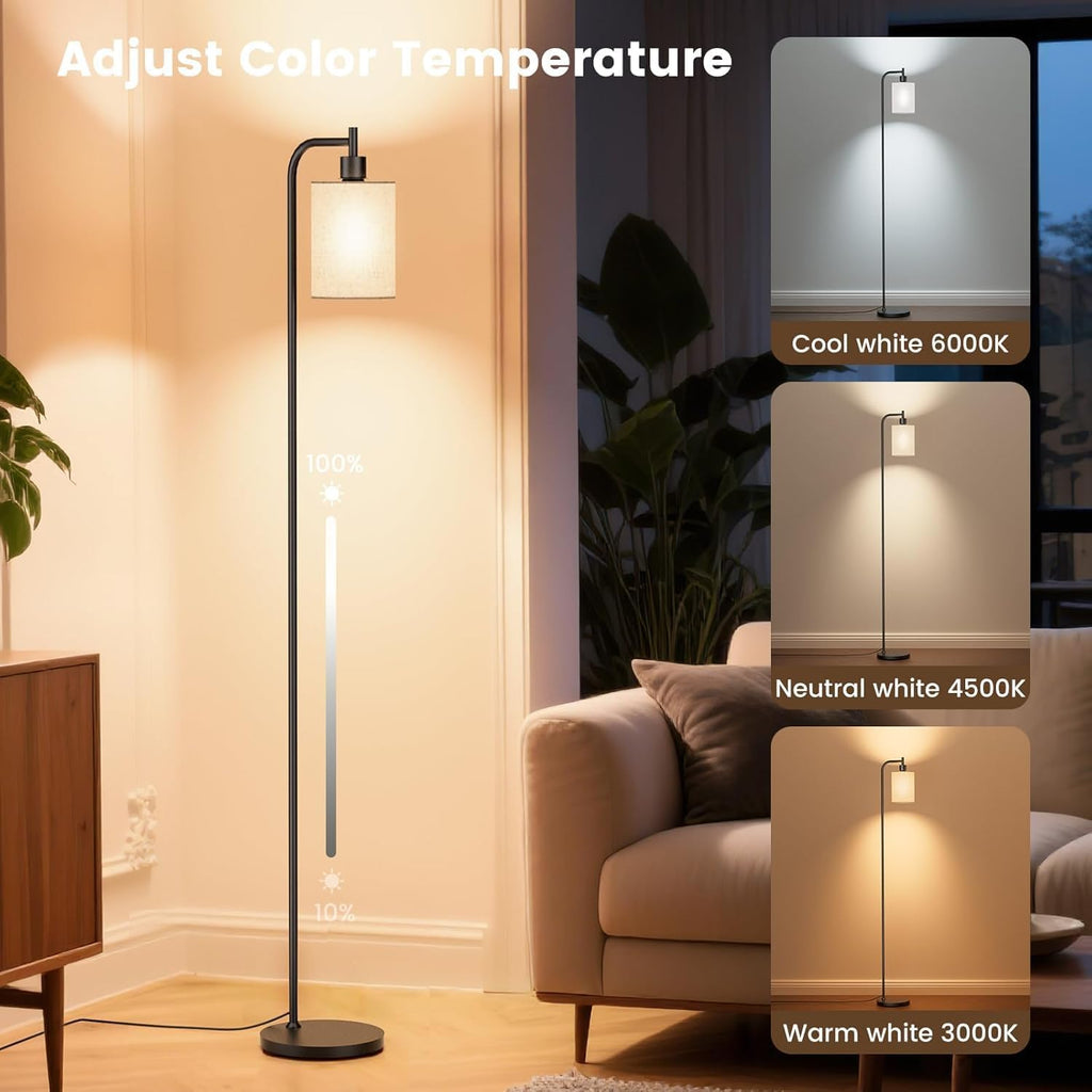 Sibrille RGB Floor Lamp with Linen Shade, Dimmable Tall Standing Lamp with Remote Control, Color Changing Floor Lamps for Living Room Bedro…
