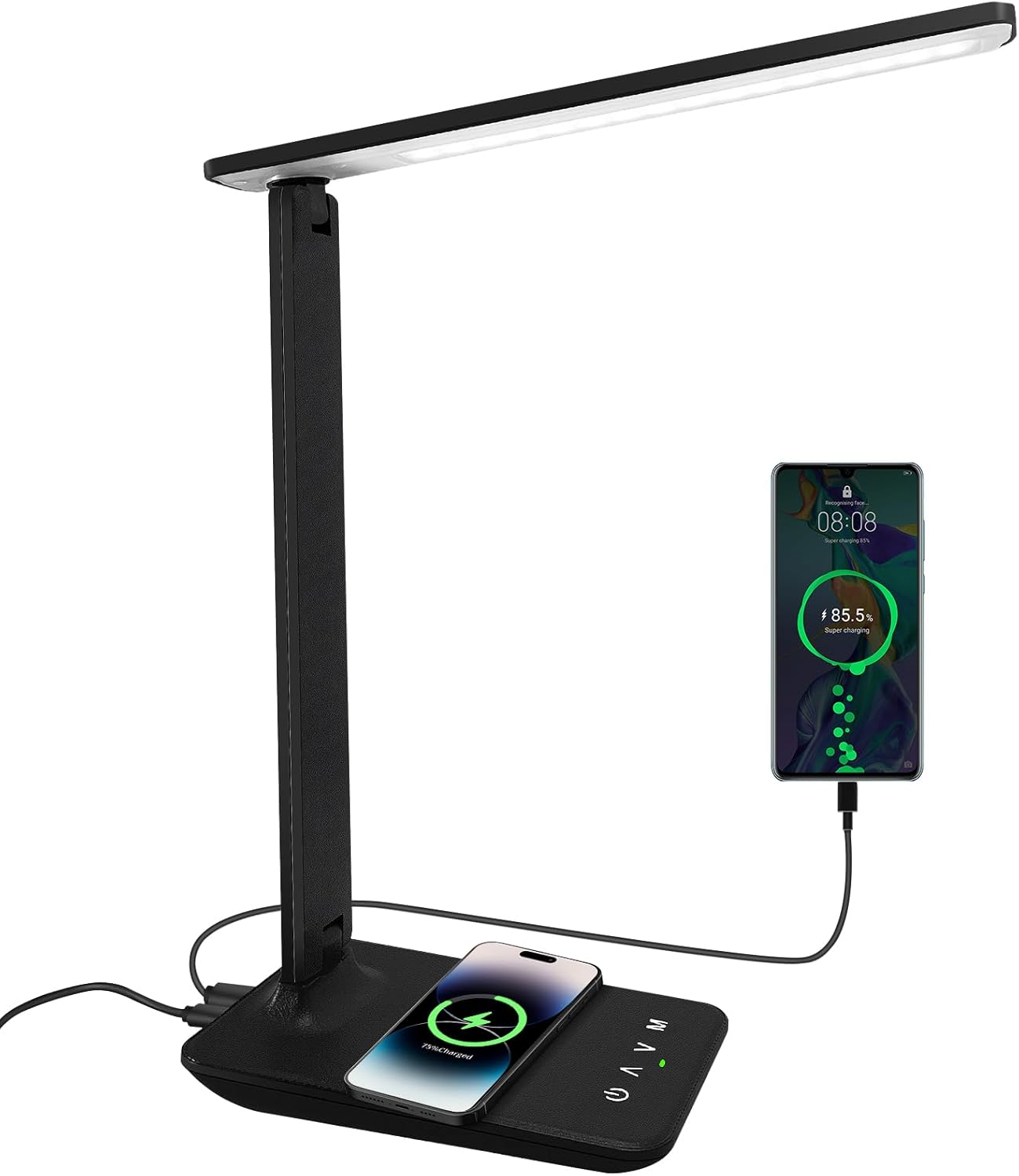 LED Desk Lamp Dimmable Table Lamp with USB Charging Port, 5 Lighting Modes, Sensitive Control, Foldable Portable Desk Light for Home…