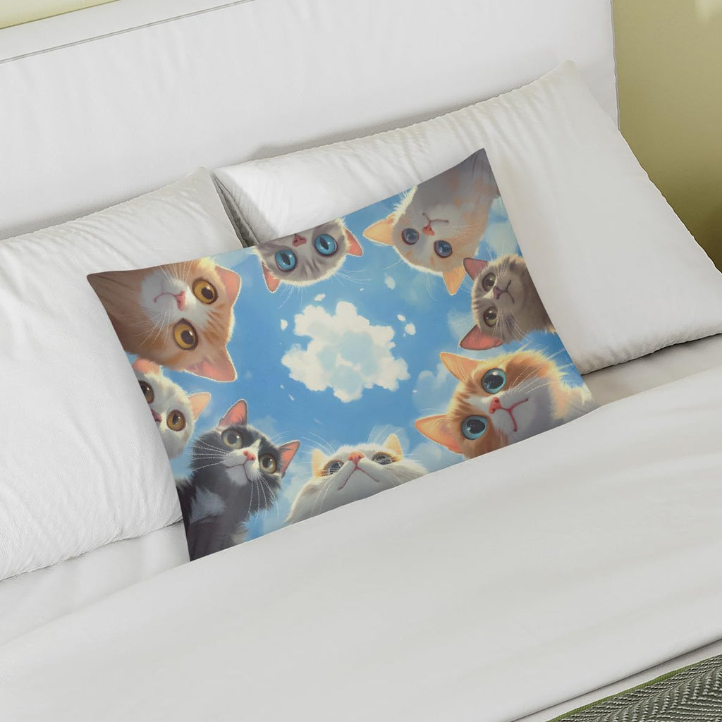 Cloud Funny Cat Satin Pillowcase for Hair and Skin Soft Silk Pillow Cases with Envelope Closure Cooling Pillow Case Slip Standard Pillow…