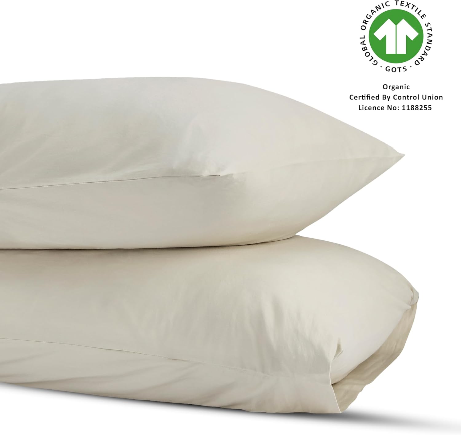 Bioweaves 100% Organic Washed Cotton Percale Weave Pillow Cases Standard Size GOTS Certified Queen Pillow Covers, Envelope Closure – Set of…