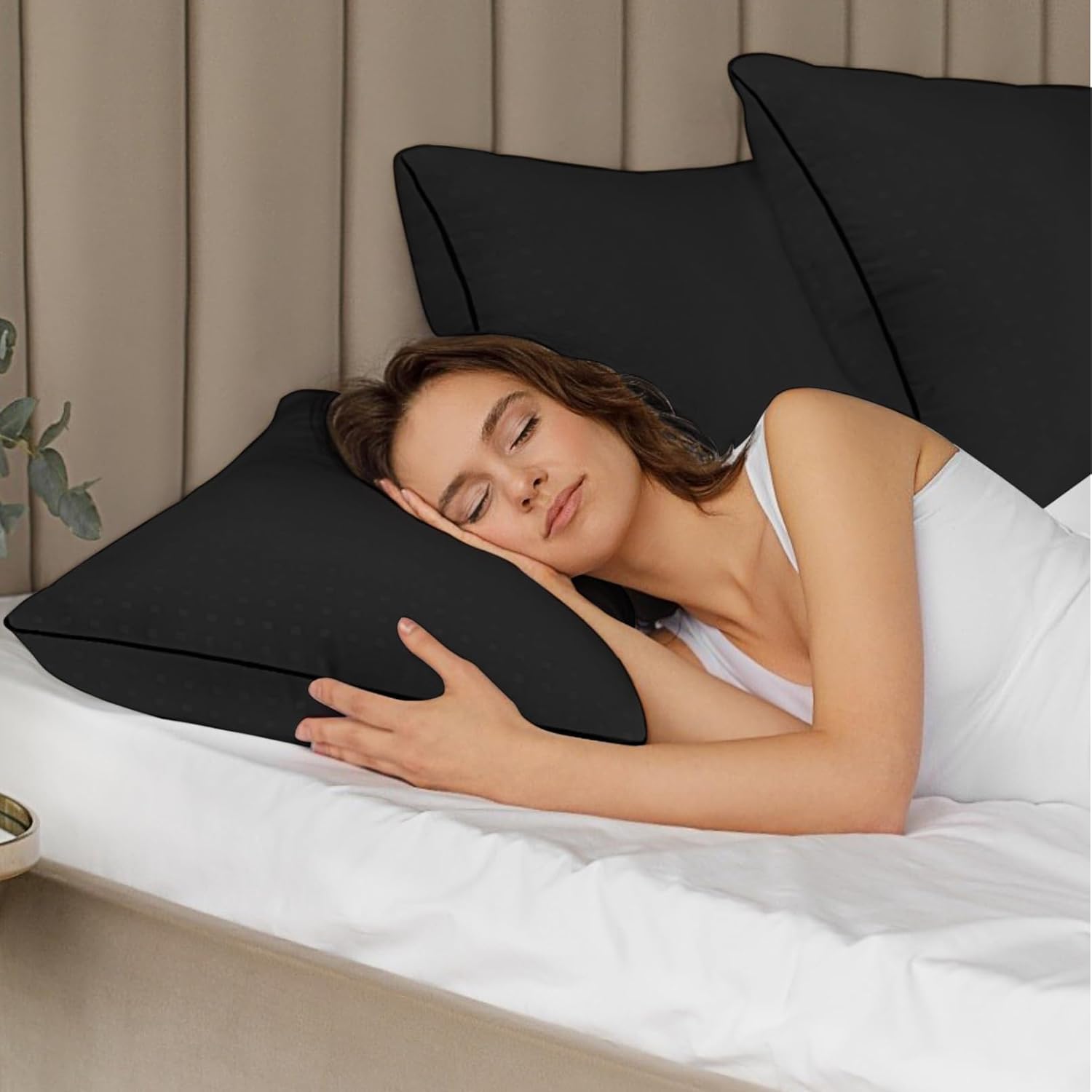 Higoom Standard Size Bed Pillows for Sleeping 4 Pack, Luxury Hotel Pillows, Comfortable and Supportive, Machine Washable, Suitable for Stomach,…