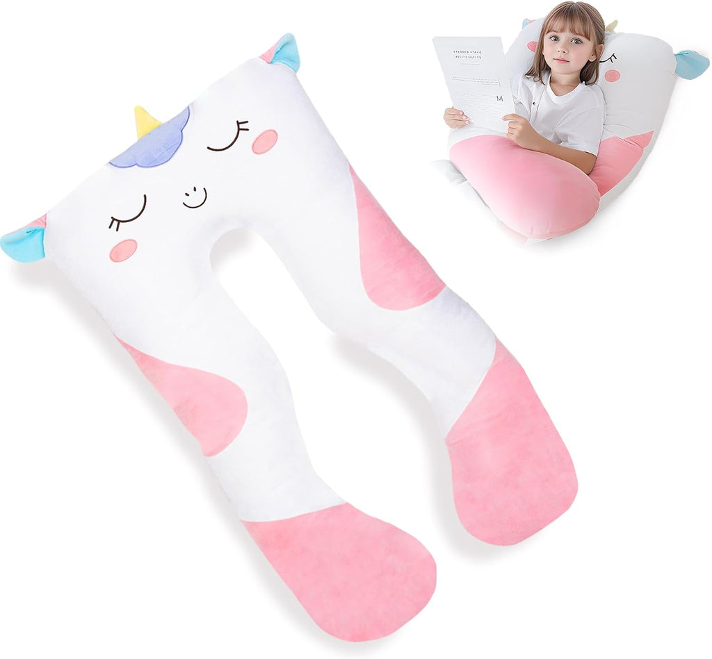 47x23 inch U Shaped Long Plush Body Pillows for Kids, Stuffed Animal Unicorn Soft Large Pillow for Sleeping, Big Cute Plushies, Washable…