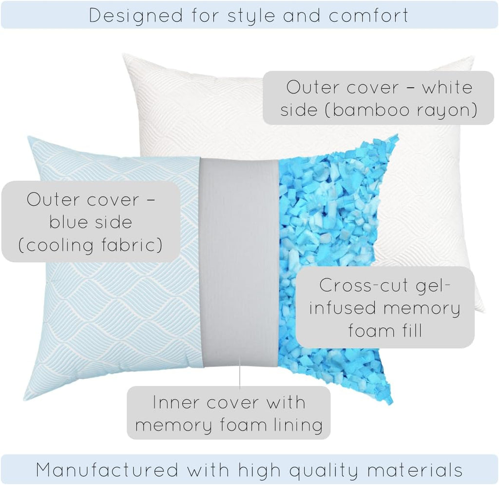 pillosophythetheoryofsleep pillosophy Original Adjustable Loft Pillow • Gel-Infused Shredded Memory Foam Fill • Dual-Sided Washable Cooling…
