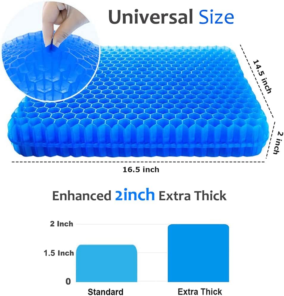Helishy Gel Seat Cushion for Long Sitting, Extra Thick Gel Cushion for Wheelchair Soft Chair Pads Cushions for Office Home Chairs Car Seats…
