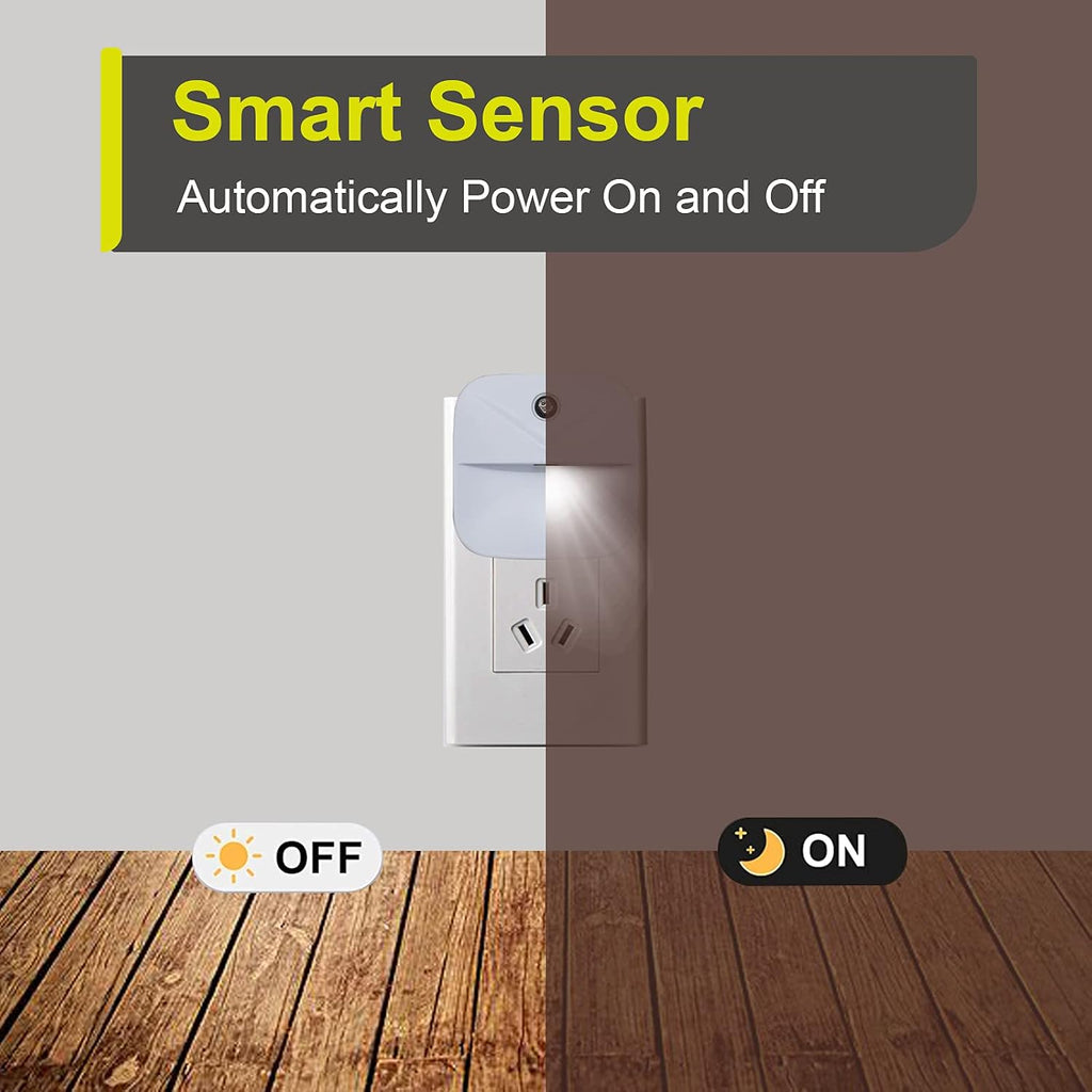 6 Pack Night Light Plug in, White LED Nightlights with Smart Dusk to Dawn Sensor, Plug into Wall Nightlights Suitable for Bedroom…