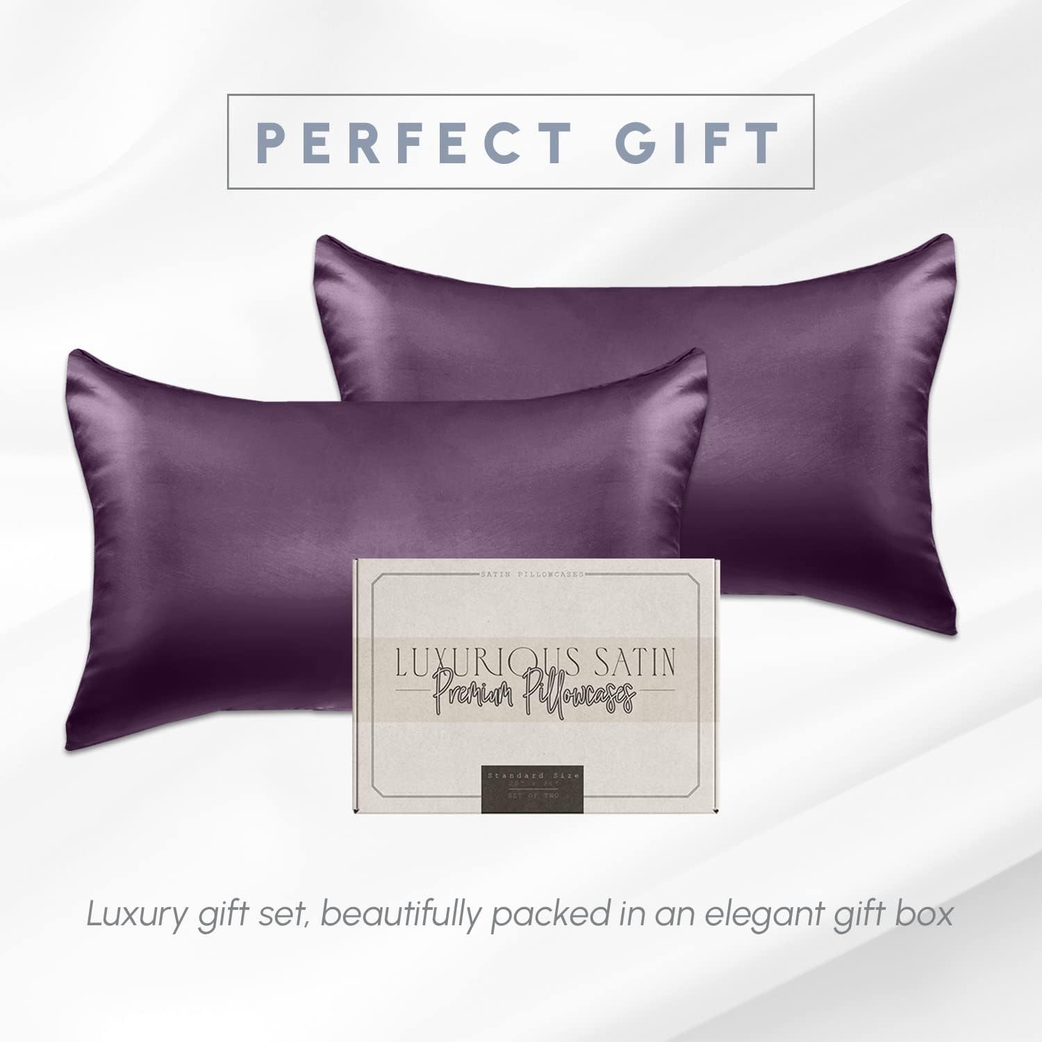 Elegantcomfort Elegant Comfort 2-Pack Cooling Viscose Satin Pillowcase Set with Hidden Zipper Closure, Silky Smooth for Hair and fabric…