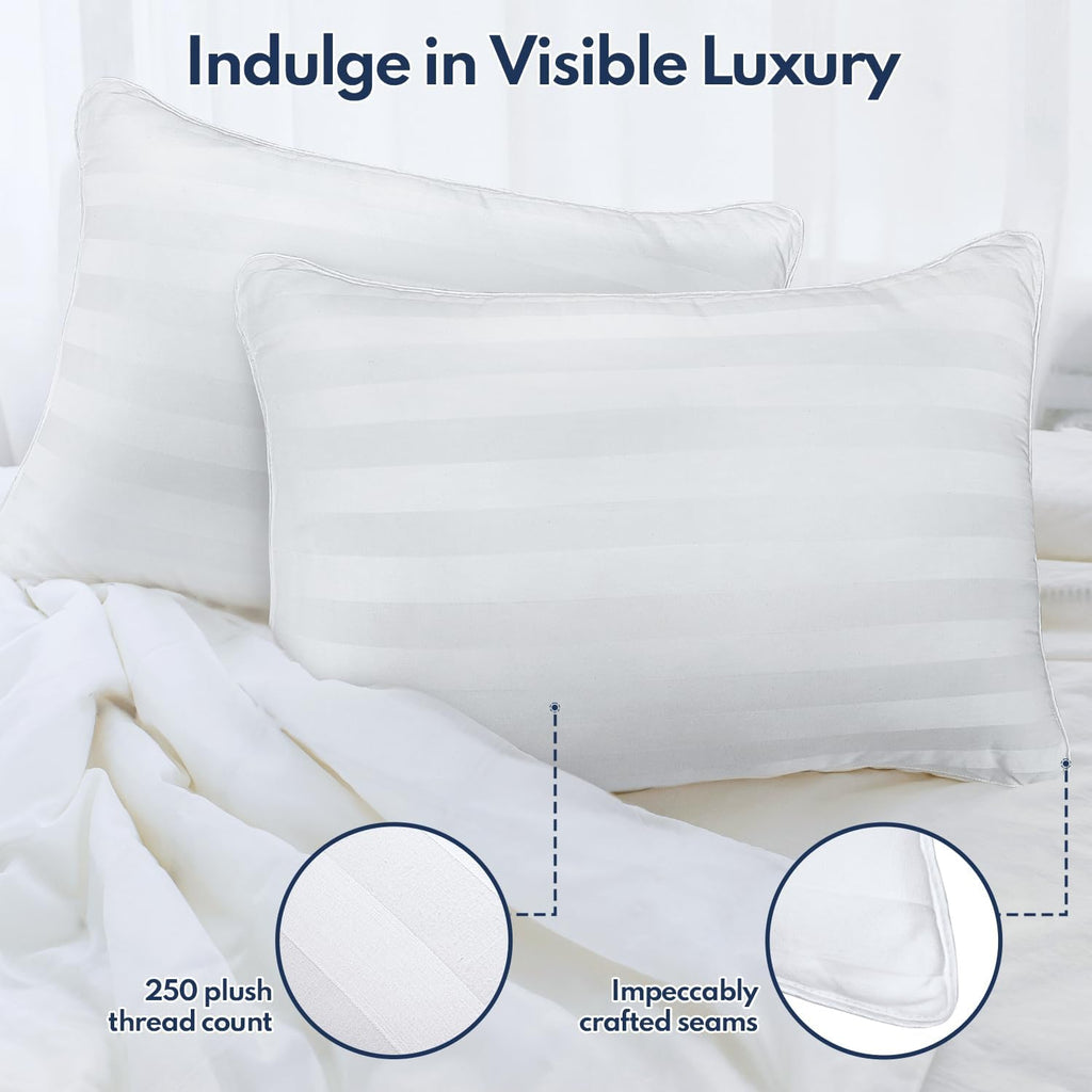 DIORIS Queen Pillows Set of 2 - Bed Pillows for Sleeping, Cooling Down Alternative Pillow, Medium Firm for Side Back Stomach Sleepers…
