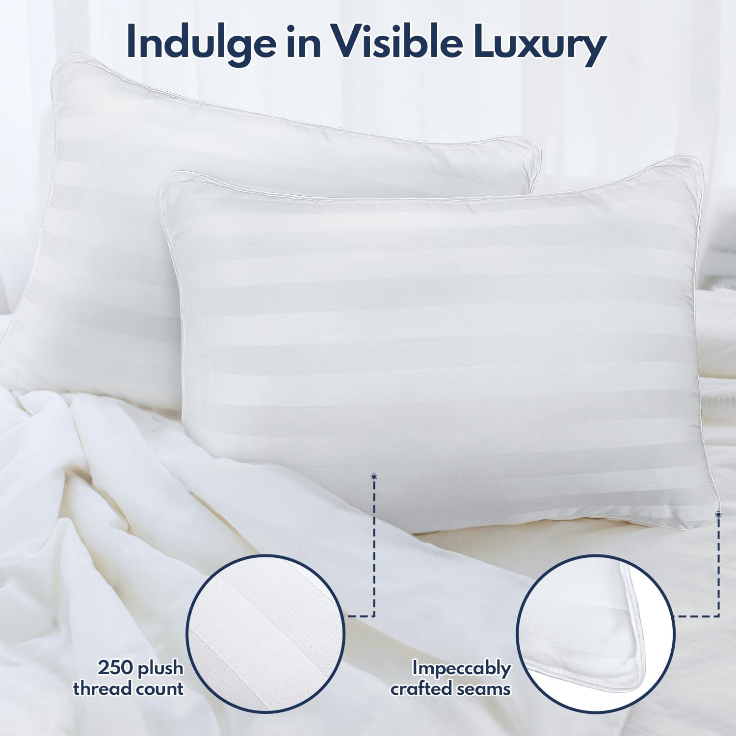DIORIS Queen Pillows Set of 2 - Bed Pillows for Sleeping, Cooling Down Alternative Pillow, Medium Soft for Side Back Stomach Sleepers…