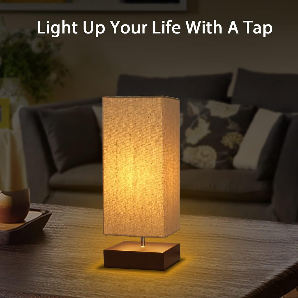 Touch Control Table Lamp Bedside 3 Way Dimmable Touch Desk Lamp Modern Nightstand Lamp with Square Fabric Lamp Shade Simple Night Light…