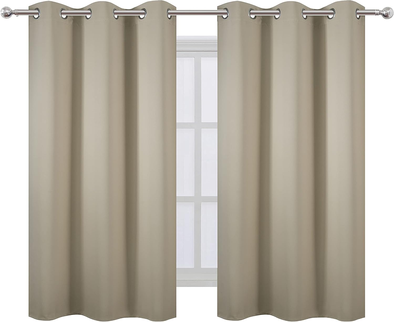 Lemomo Beige Thermal Blackout Curtains/38 x 54 Inch/Set of 2 Panels Room Darkening Curtains for Bedroom 54 Inch silver
