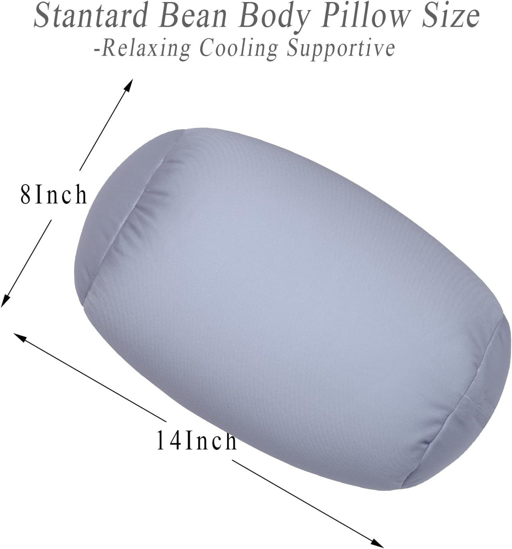 Squishy Neck Pillow, 7Inch x 12Inch Soft Travel Body Bed Pillow Bean Pillow for Kids Adult Chair Sleeping Car Seat, Fun Dormroom (Gray)