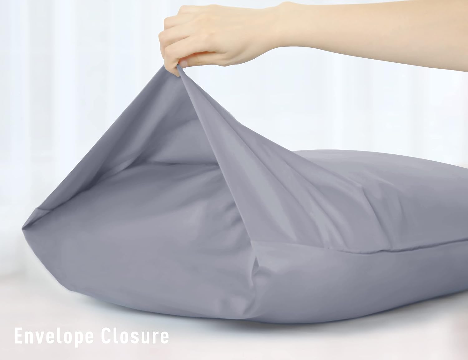 Sunflower Body Pillowcase 100% Cotton Long Pillow Cover/Case Envelope Closure 1 Pack, 20×54 inches Frost Gray, Soft and Breathable