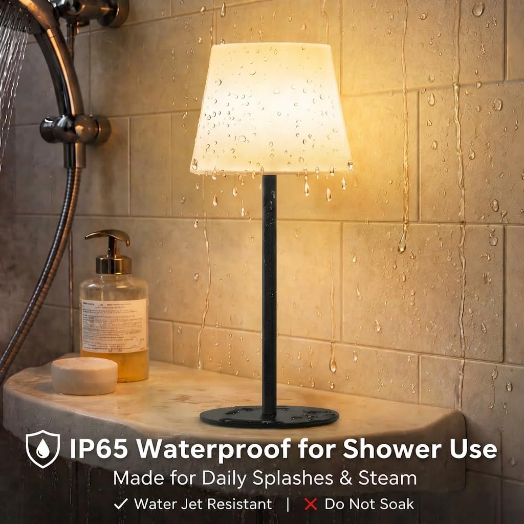EZVALO Spa-Like Shower Lamp – IP65 Waterproof Bathroom Lamp, Rechargeable Cordless Mood Light, 3 Color Temps for Relaxing Bathroom &…