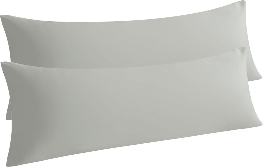 Ntbay Body Pillowcase Set of 2, 20x54 inches, Light Grey, Soft, Wrinkle, Fade Resistant, Envelope Closure, Microfiber, 2 Pieces 2 Pieces Gr…