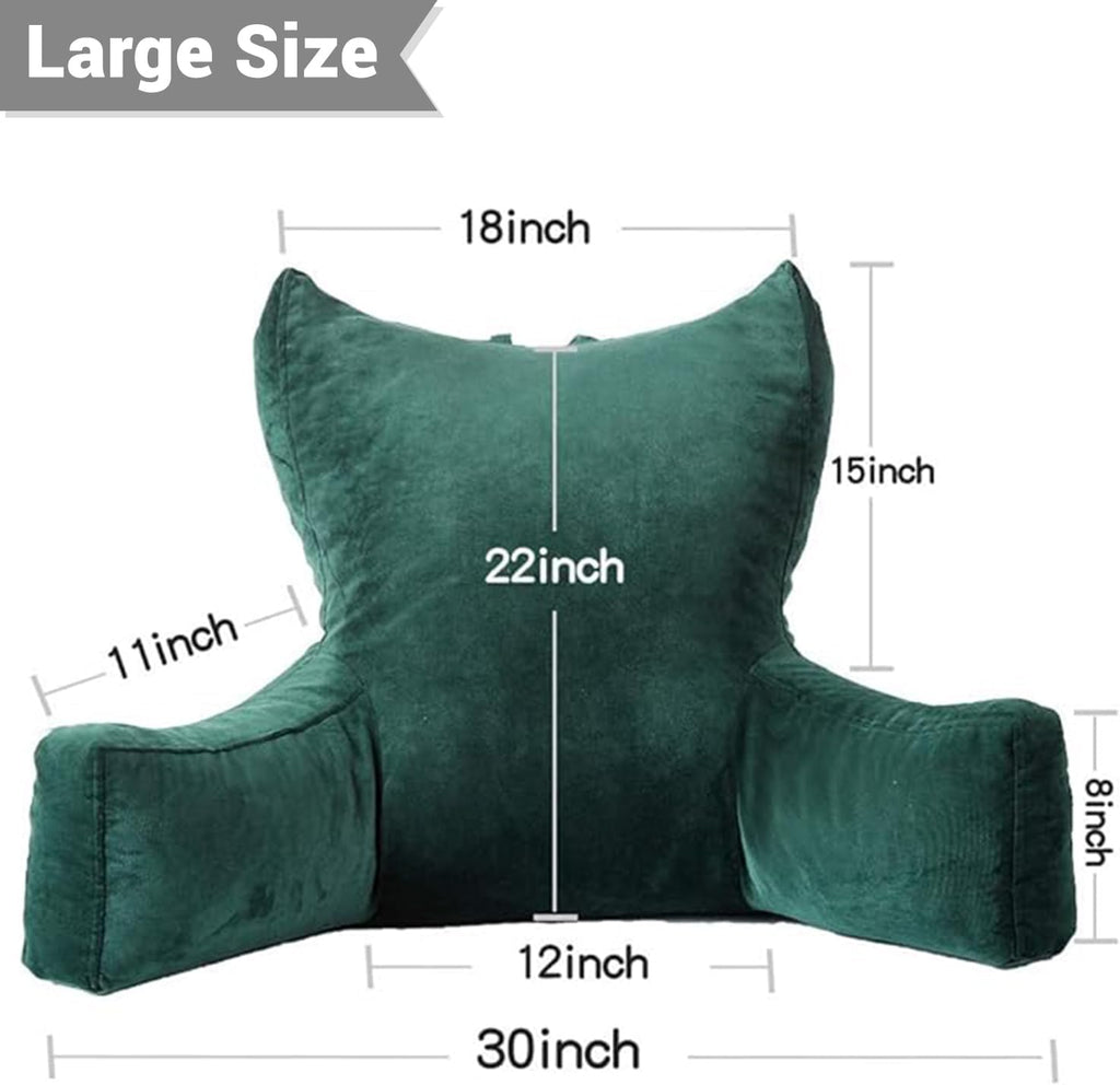 Neustern Reading Pillow for Sitting in Bed Adult, Back Pillow for Bed Shredded Memory Foam Chair Pillow with Arms and Pockets, Backrest…
