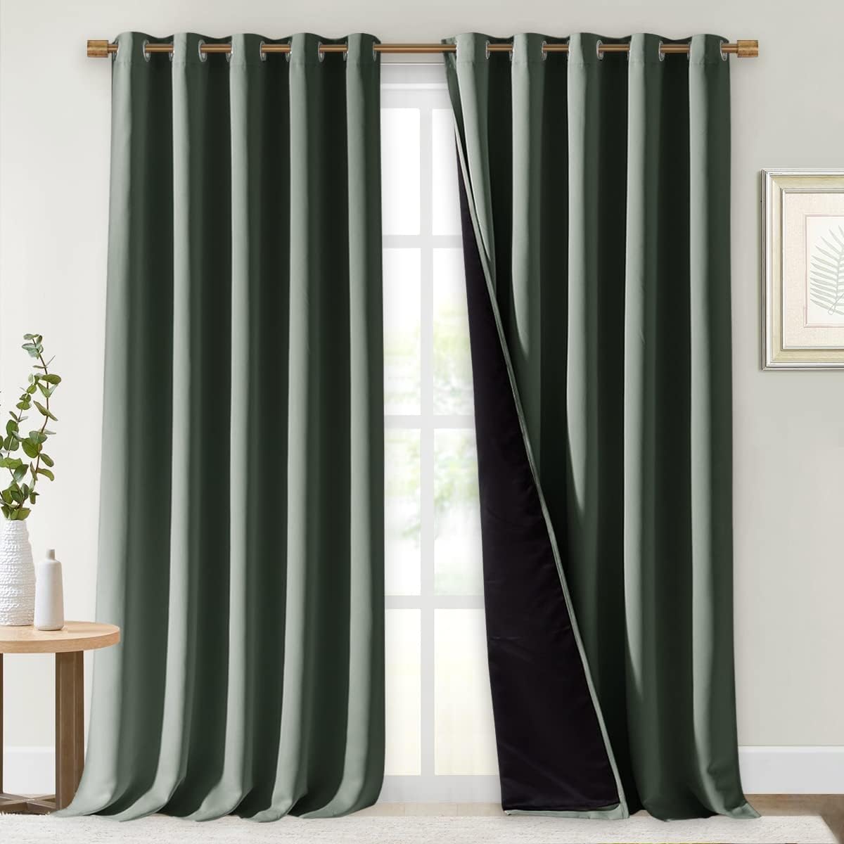 Nicetown Full Shading Cold Blocking Curtains for Windows, Super Heavy-Duty Black Lined Blackout Drapes for Bedroom, Privacy Assured Window…